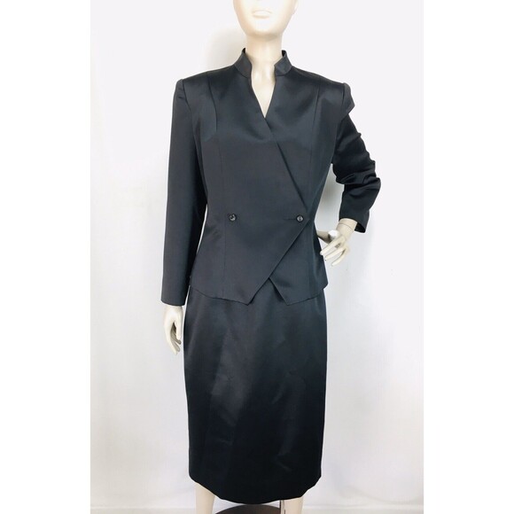 Vintage 60s Henry Lee Black High Waist Straight Skirt & Blazer Business Suit 8 - Picture 4 of 11